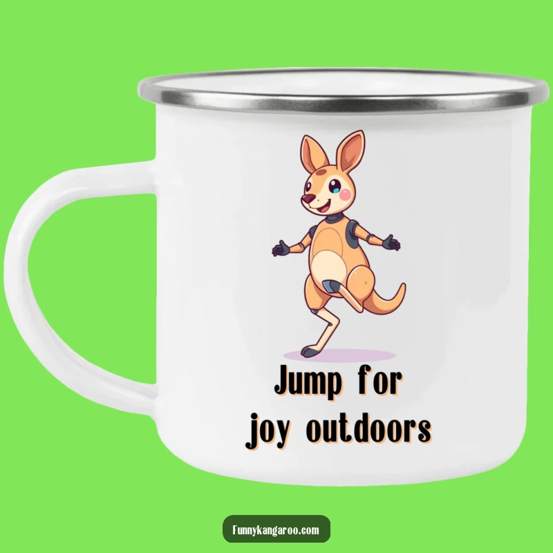 Funny Jubilant Kangaroo Bot Camping Mug: Bouncy Hop Adventure, Outdoor Joy, Hilarious!