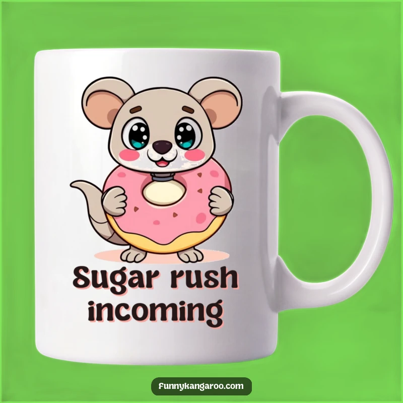 Funny Surprised Kangaroo Bot Mug: Doughnut Lover's Hilarious Gift!
