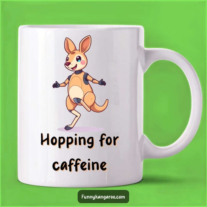 Funny Jubilant Kangaroo Bot Mug: Bouncy Hop Fun, Robot Joy, Humorous Gift!