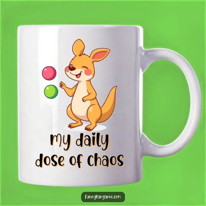 Funny Kangaroo Juggling Balls Mug, A Hilarious Cartoon Gift for Animal Lovers