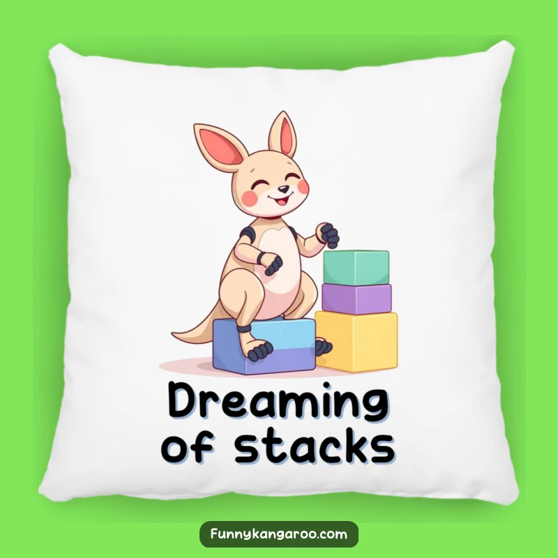 Funny Kangaroo Bot Pillow: Cozy Giggle Bot Balancing Blocks Decor