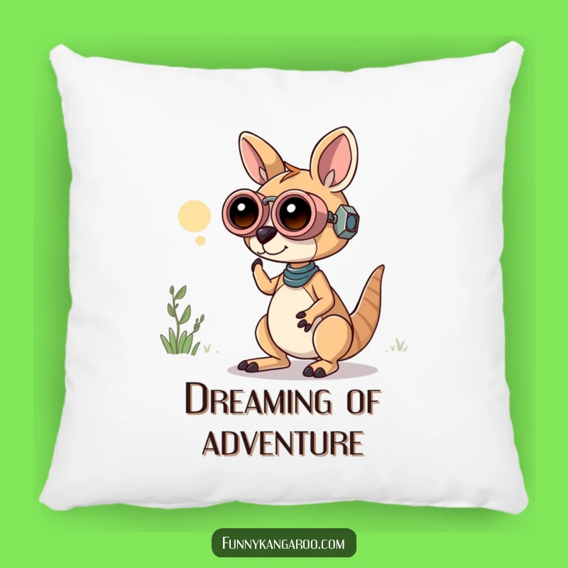 Funny Curious Kangaroo Bot Pillow: Bot Binoculars Comfort, Explorer Accent, Hilarious!