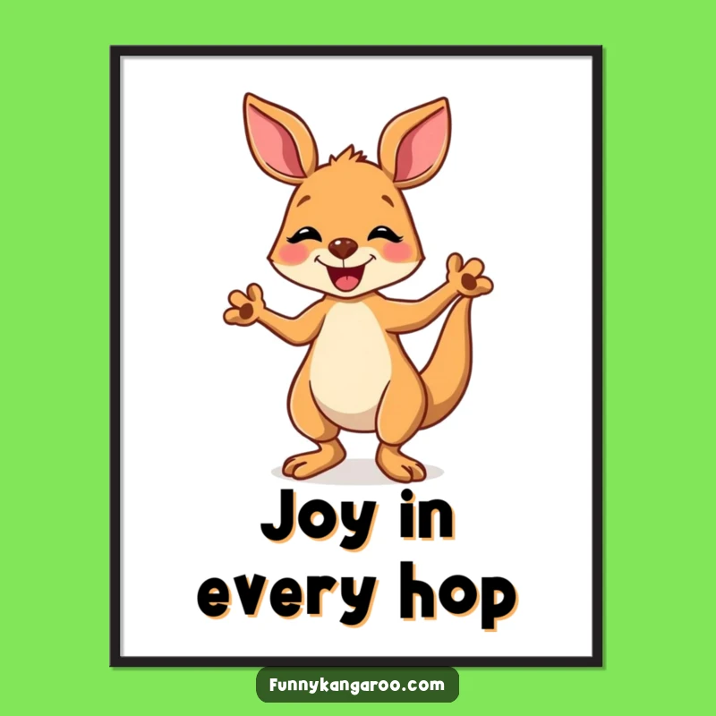 Funny Kangaroo Dancing Digital Art, Instant Cartoon Joy for Walls