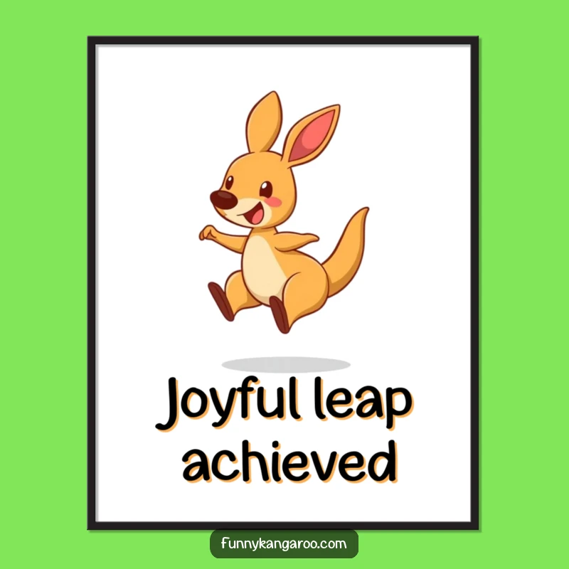 Funny Bouncing Kangaroo Digital Art Print - Hilarious Cartoon Decor Gift