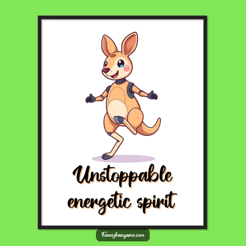 Funny Jubilant Kangaroo Bot Digital Print: Bouncy Hop Art, Robot Decor, Instant Joy!