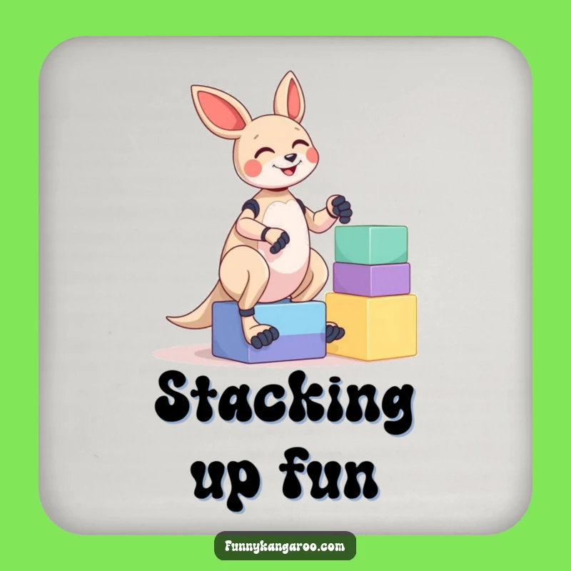 Funny Kangaroo Bot Coaster: Giggle Bot Balancing Blocks Drink Protector