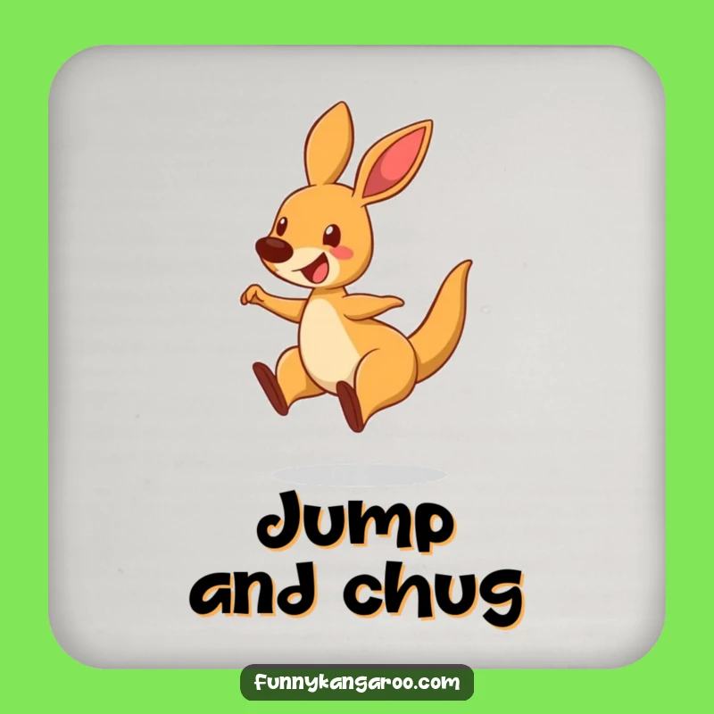 Funny Bouncing Kangaroo Drink Coaster - Hilarious Cartoon Surface Protection Gift