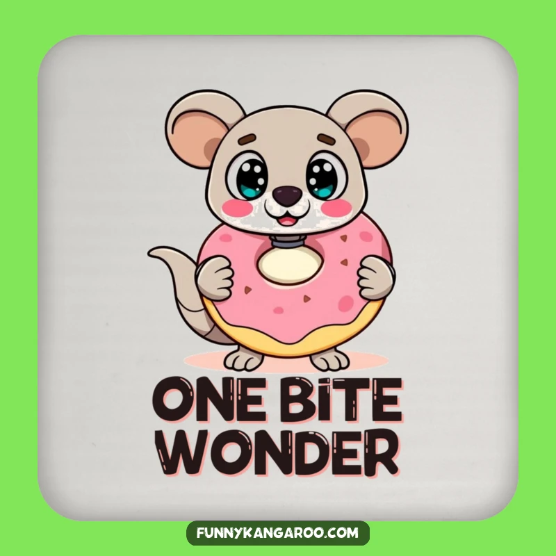 Funny Kangaroo Bot Coaster: Surprised Bot, Doughnut Drink Protector