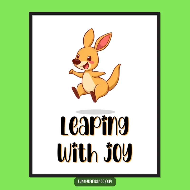 Funny Bouncing Kangaroo Poster - Hilarious Cartoon Wall Art Decor Gift