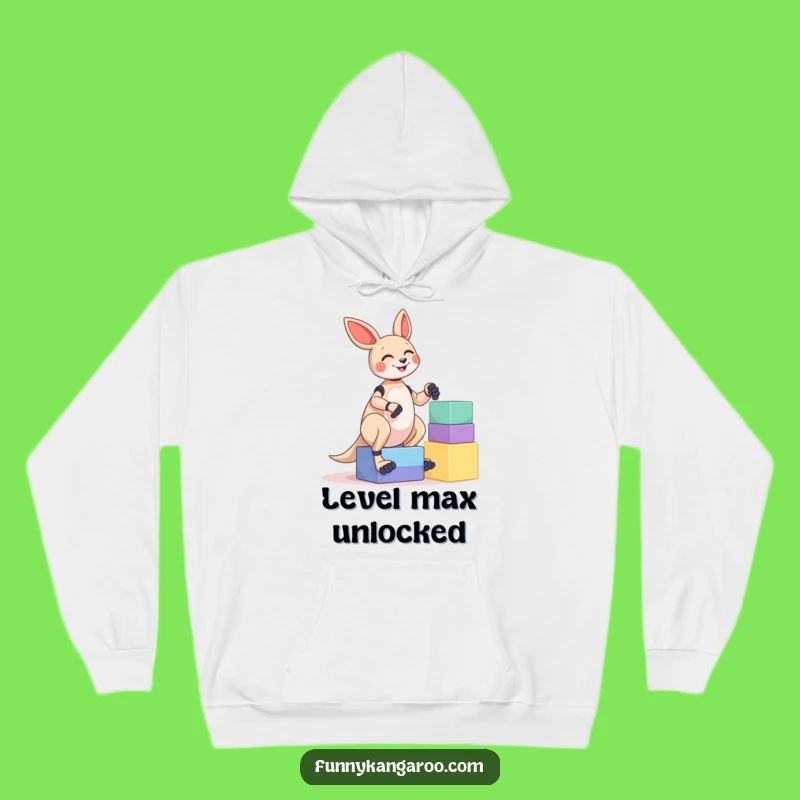 Funny Kangaroo Bot Hoodie: Cozy Giggle Bot Balancing Blocks Sweatshirt