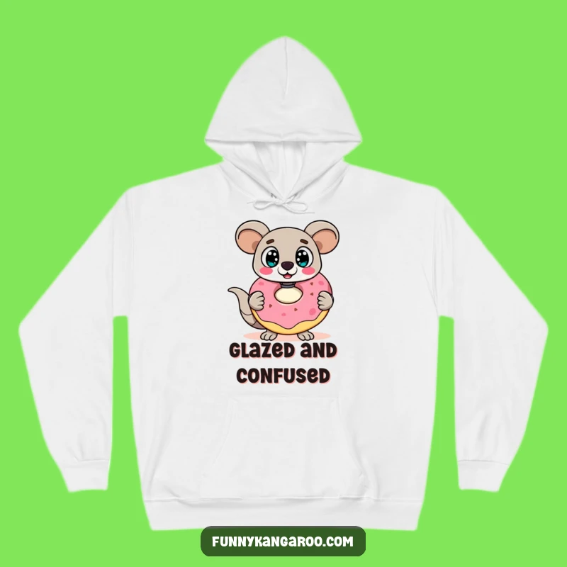 Funny Kangaroo Bot Hoodie: Cozy Surprised Bot, Giant Doughnut Sweatshirt
