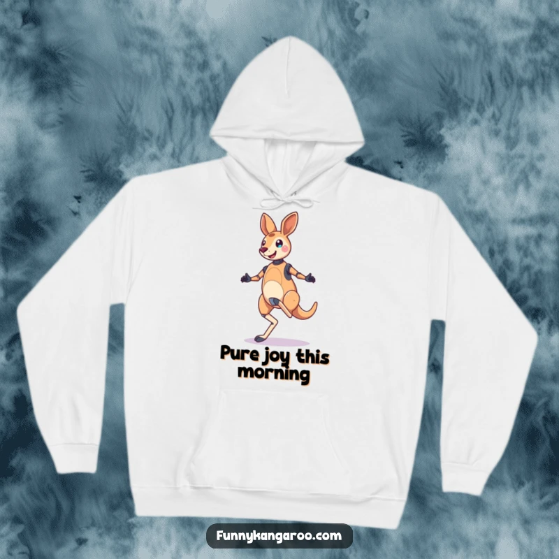Funny Kangaroo Bot Hoodie: A jubilant kangaroo bot performs a bouncy, skipping hop, offering cozy warmth and robotic cheer.