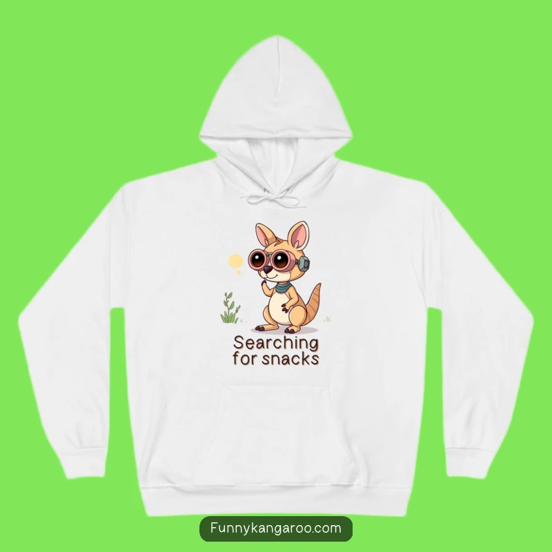 Funny Curious Kangaroo Bot Hoodie: Bot Binoculars Comfort, Explorer Gear, Hilarious!