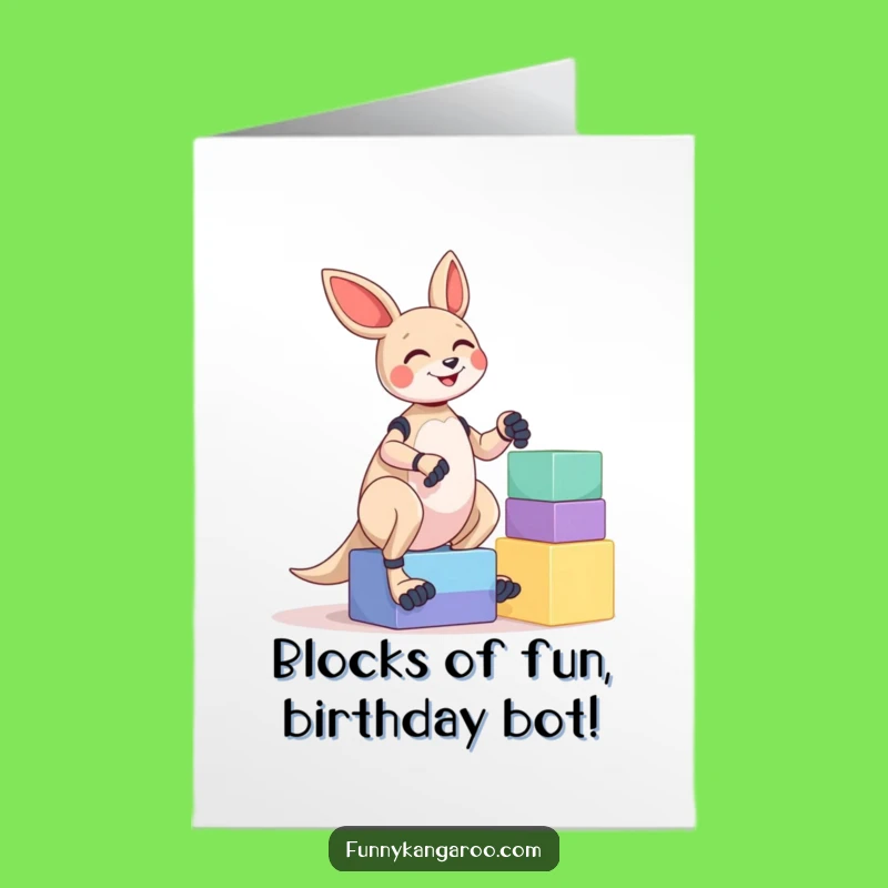 Free Printable Birthday Card: Giggling Kangaroo Bot Funny Card for Instant Laughs