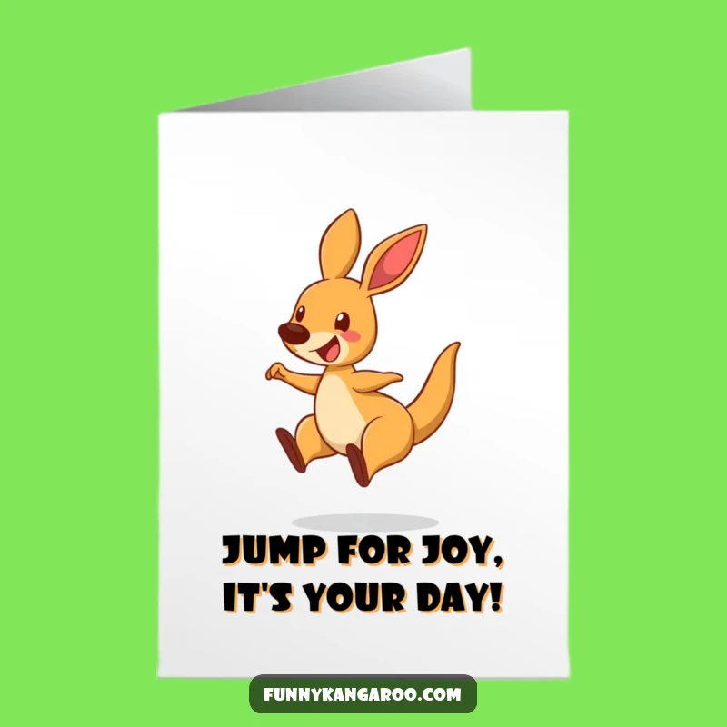 Free Printable Birthday Card: Bouncing Kangaroo - Joyful & Funny Downloadable Gift