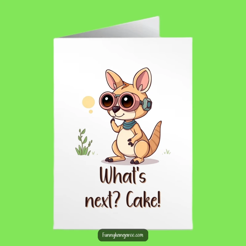 Free Printable Birthday Card: Curious Kangaroo Bot - Funny & Quirky Downloadable Gift!