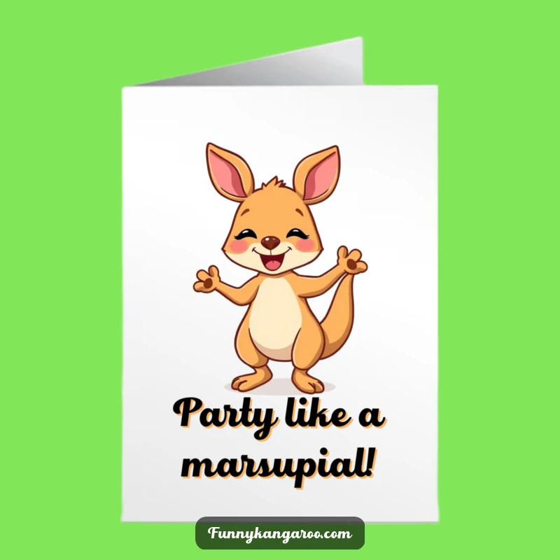Free Printable Kangaroo Dance Congrats Card: Silly Cartoon Downloadable Gift