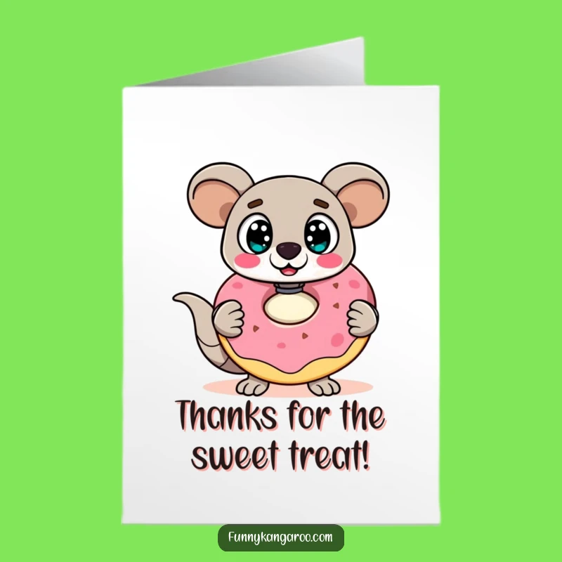 Free Printable Thank You Card: Surprised Kangaroo Bot & Doughnut Gratitude