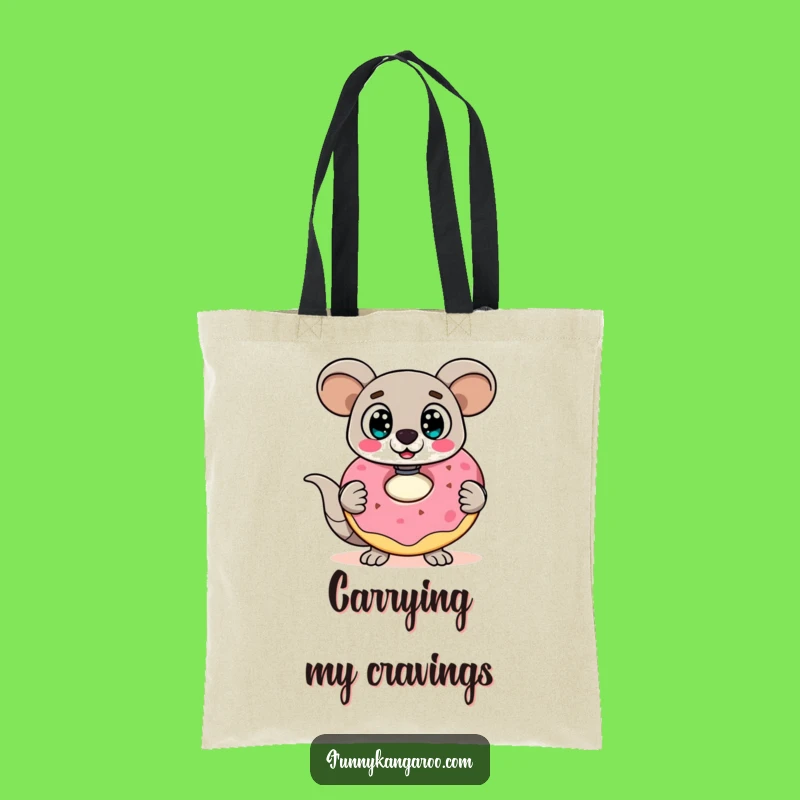 Funny Kangaroo Bot Tote Bag: Surprised Bot, Giant Doughnut Carryall