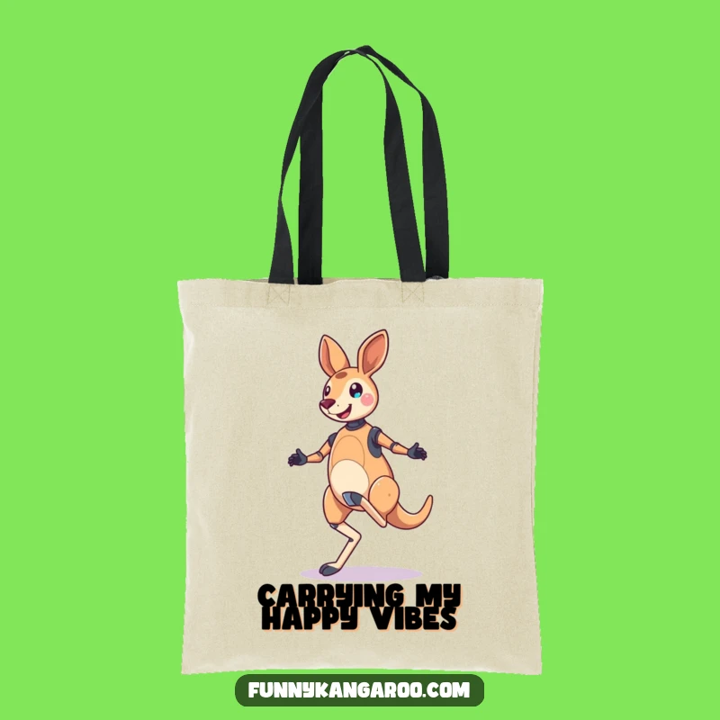 Funny Jubilant Kangaroo Bot Tote Bag: Bouncy Hop Carry-all, Robot Style, Hilarious!